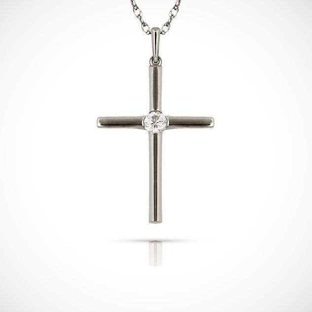 14K Yellow & White Gold Cross Pendant for Women