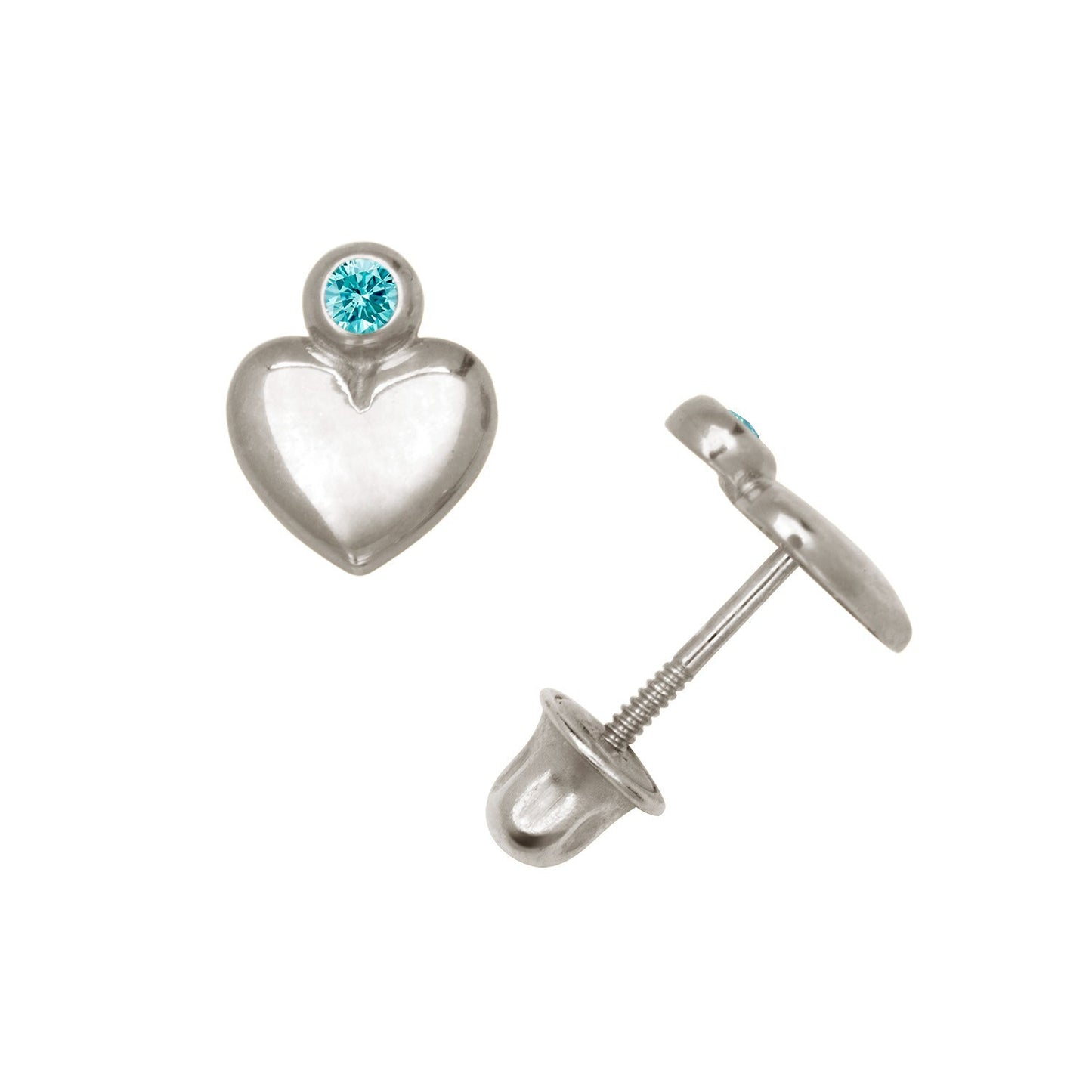 14K Yellow & White Gold Heart Shaped CZ Stud Earrings for Women