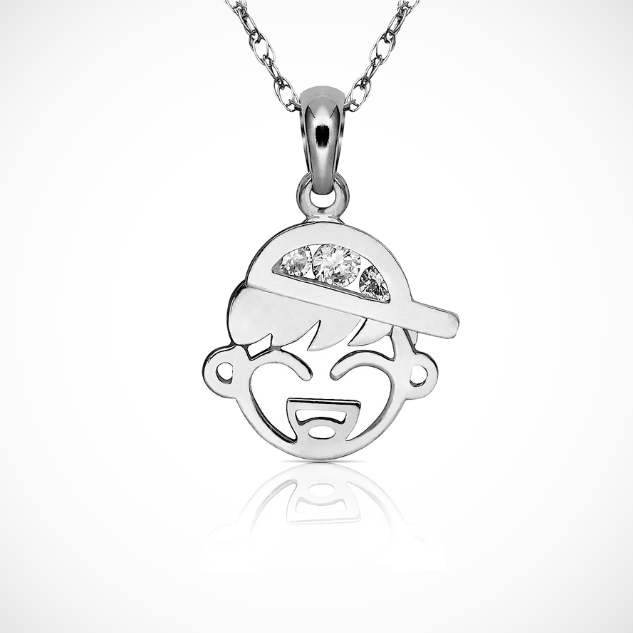 14K Yellow & White Gold Little Baby Boy Pendant
