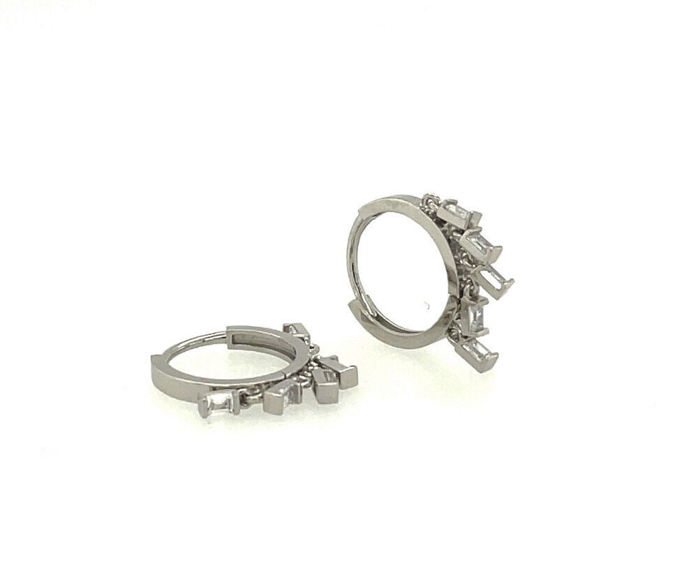 14k Yellow and White Gold Birthstone Huggie Earrings