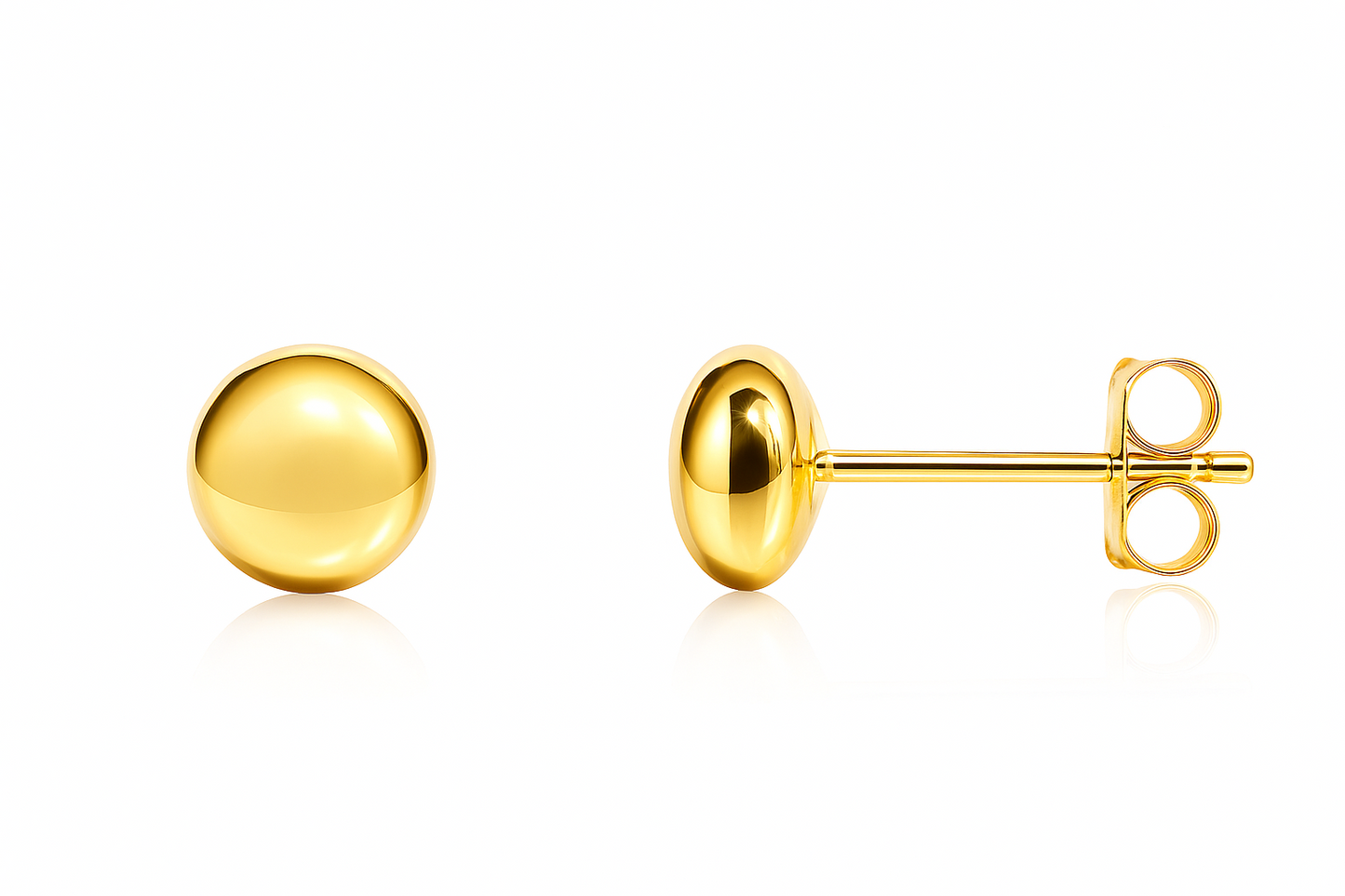 14k Yellow Gold Flat Ball Stud Earrings