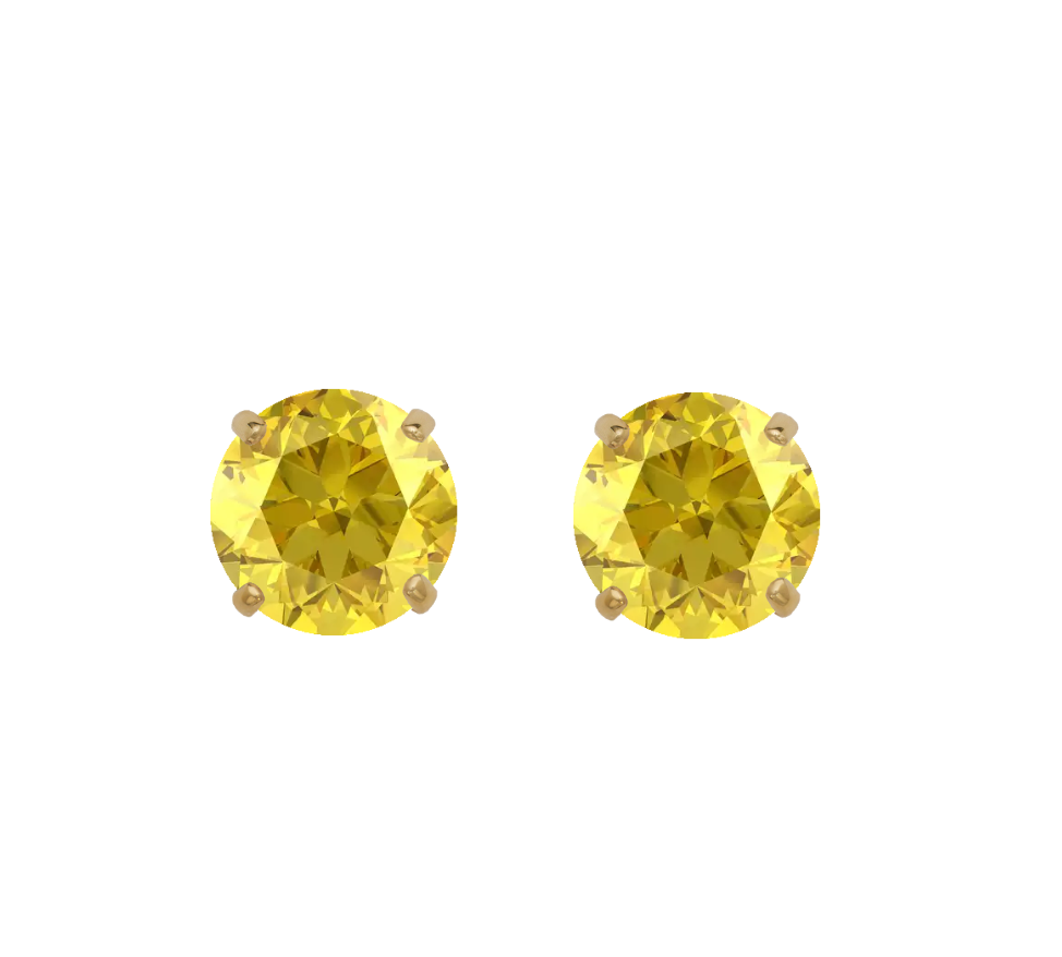 14K Gold Round Birthstone Stud Earrings with screw back