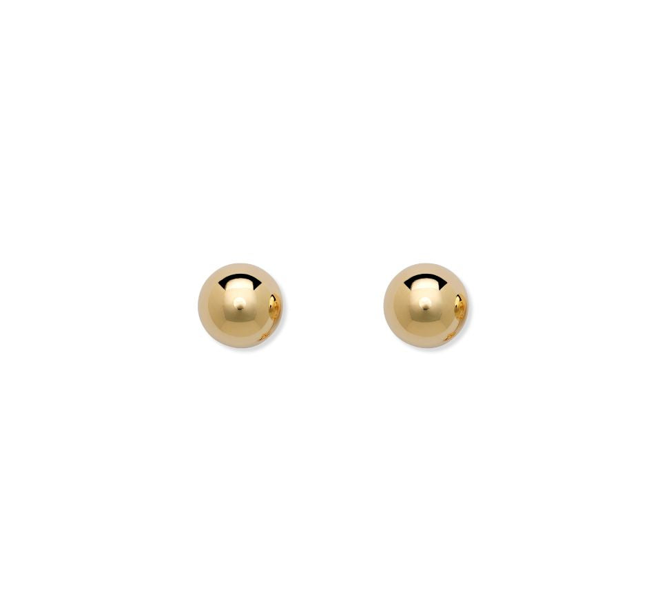 14k Solid Yellow or White Gold Ball Stud Earrings with Screw Back Round High Polish