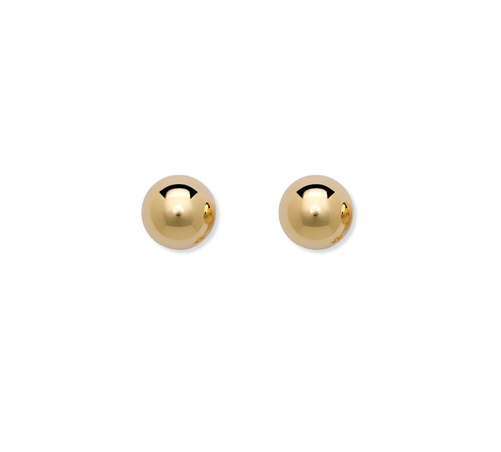 14k Solid Yellow or White Gold Ball Stud Earrings with Screw Back Round High Polish
