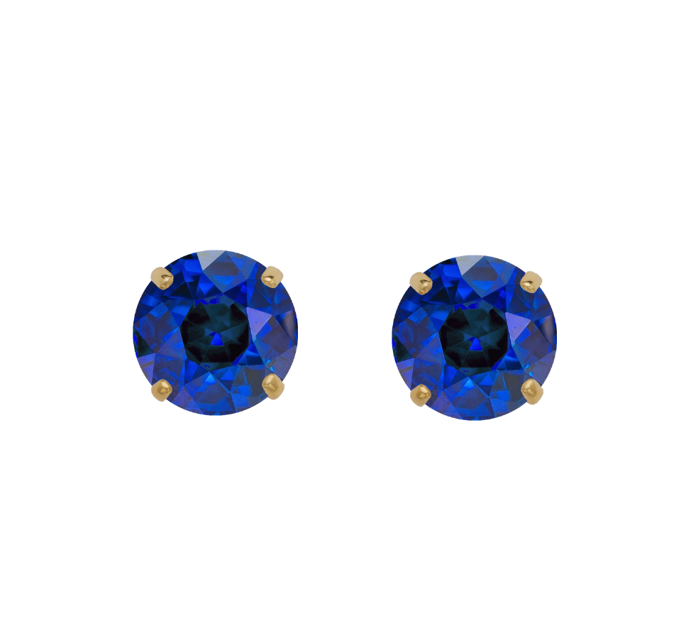 14K Gold Round Birthstone Stud Earrings with screw back