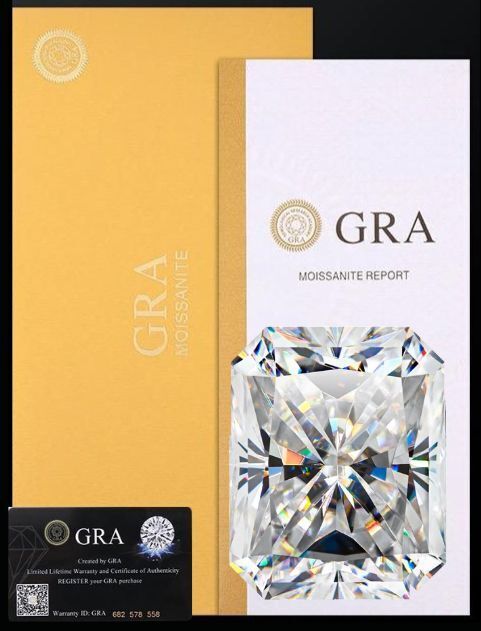 Loose Moissanite Radiant Cut Real Gem Stone W. GRA Certificate All Sizes VVS1 D
