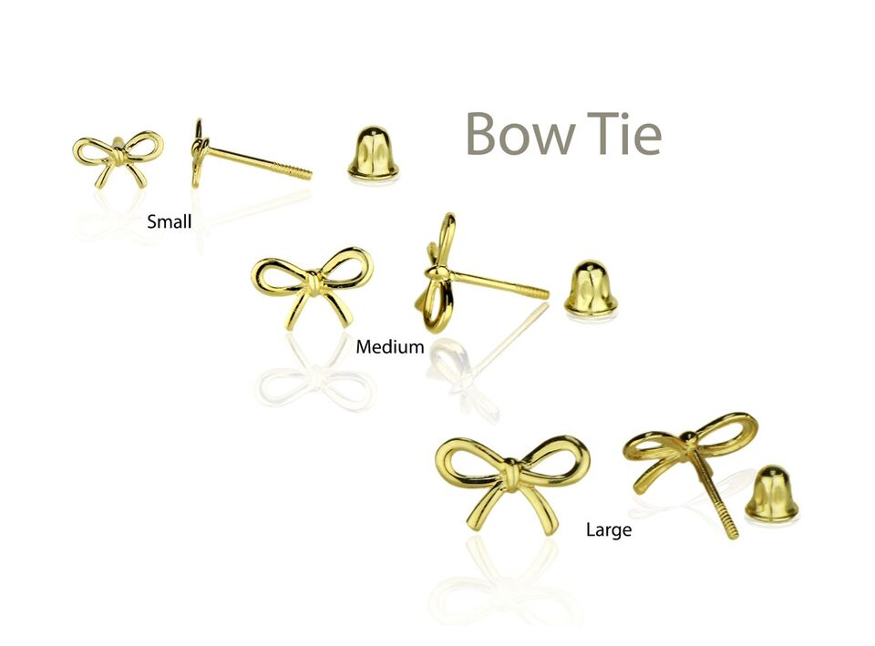 14K Yellow / White / Rose Gold Bow Tie Stud Earrings