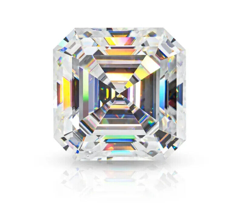 Loose Moissanite Asscher Cut Real Gem Stone W. GRA Certificate All Sizes VVS1 D