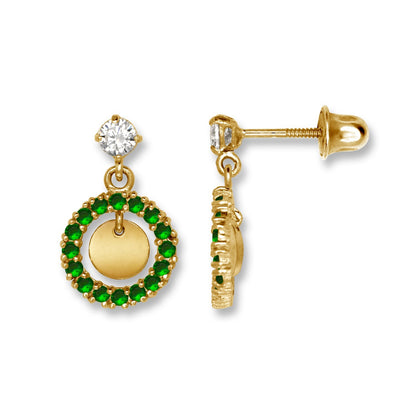 14K Yellow & White Gold Pretty Dangle Screw Back Earrings for Women