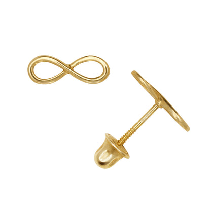 14K Yellow or white Gold  Infinity Stud Earrings
