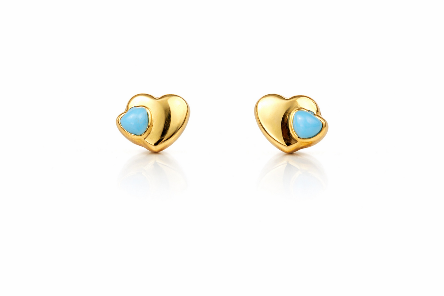 14k yellow gold earrings heart enamel