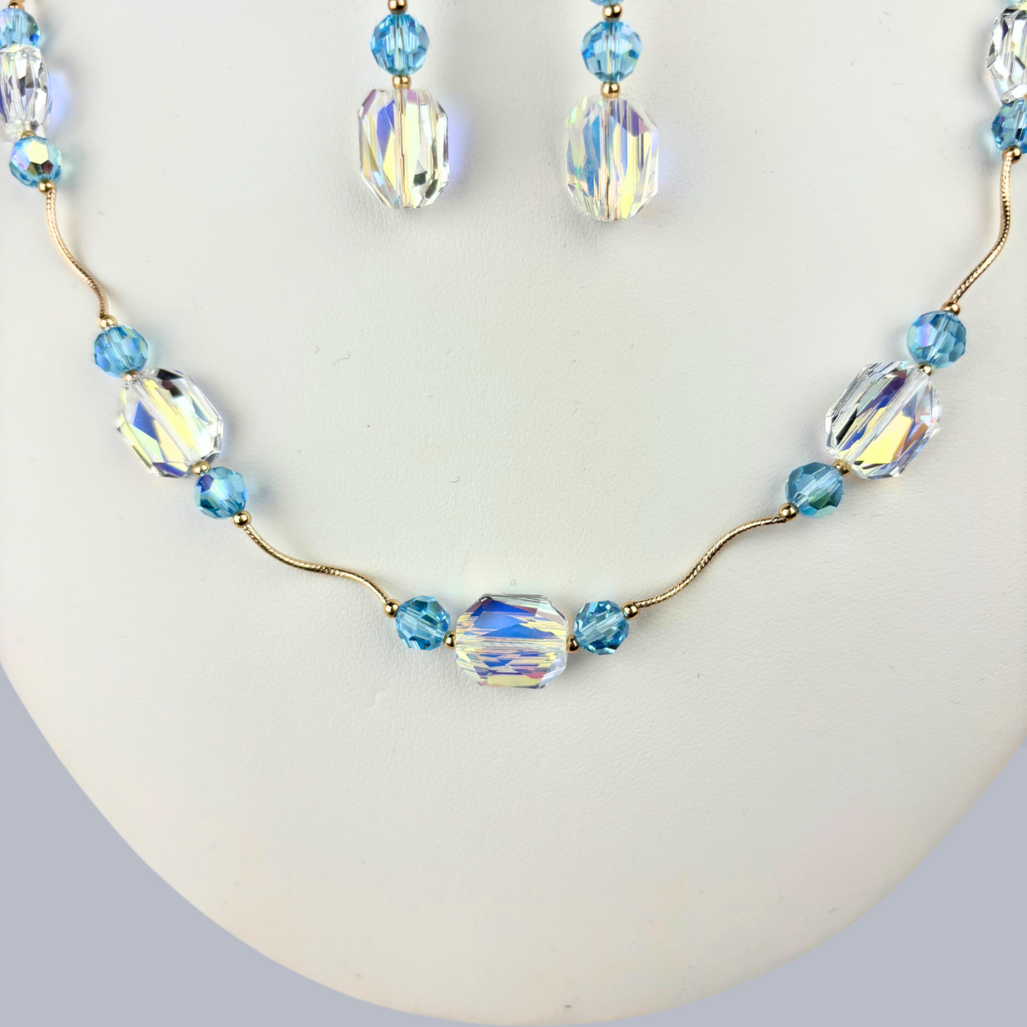 14K Necklace Set made with crystals from Swarovski for Women