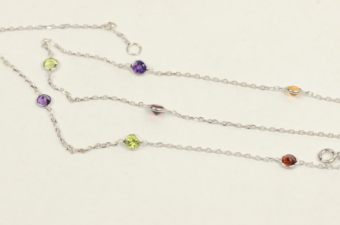 14k White Gold Multicolor Cubic Zirconia CZ by the yard 18" Necklace