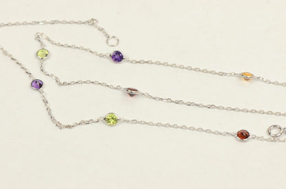 14k White Gold Multicolor Cubic Zirconia CZ by the yard 18" Necklace
