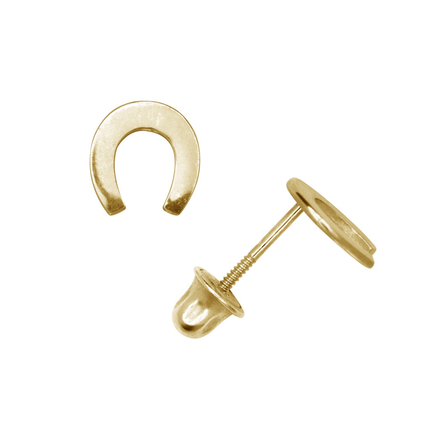14K Yellow or White Gold Horse Shoes Earrings with Screw Back.