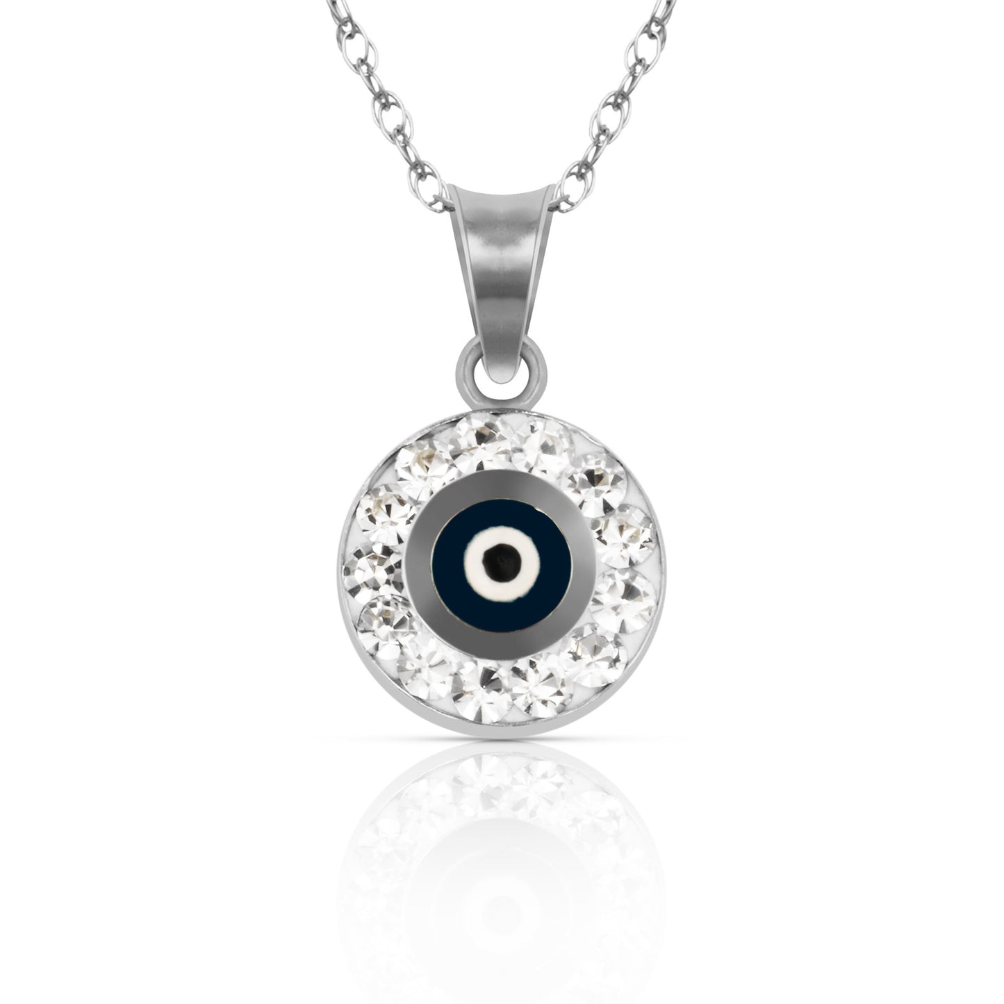 14k Yellow or White Gold CZ Round Shape Evil Eye Pendants