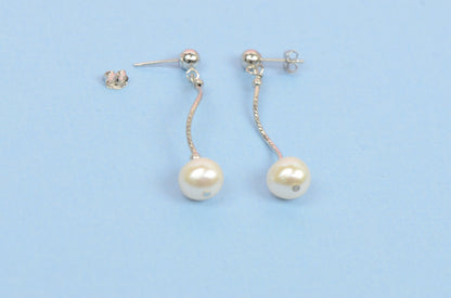 14k White Gold Beautiful Genuine White Pearls Set: Necklace, Bracelet, Earrings