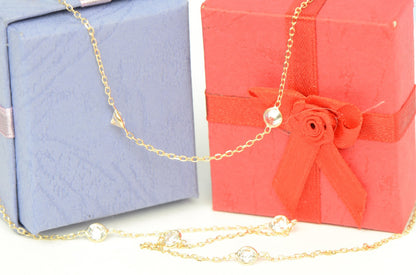 14k Yellow Gold Cubic Zirconia CZ by the yard 18" Necklace