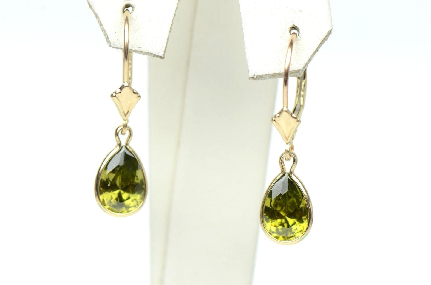 14KYellow Gold Leverback;Birthstone Tear Drop shape Dangle Earrings High Quality