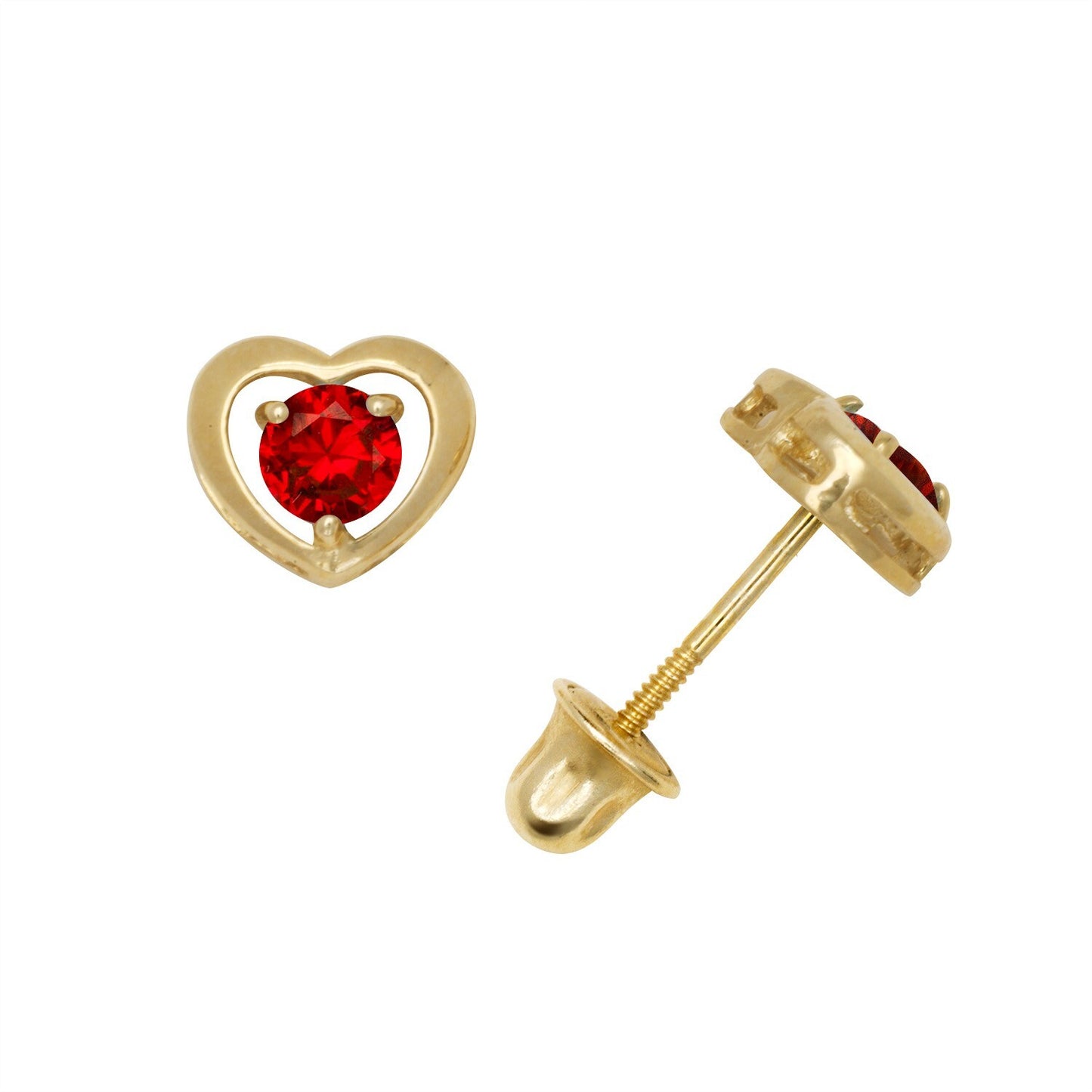 14K Yellow & White Gold Elegant CZ Heart Shaped Stud Earrings for Women