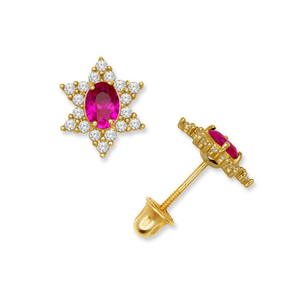 14K Yellow & White Gold Beautiful Star Shaped Stud Earrings for Girls