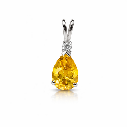 14k White Gold Pear CZ Birthstone Pendant