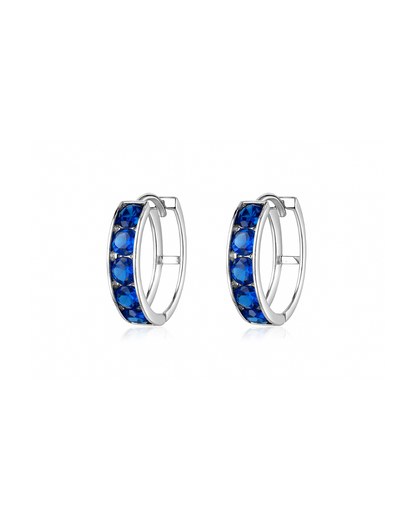 14k White Gold CZ Birthstones Huggie Earrings