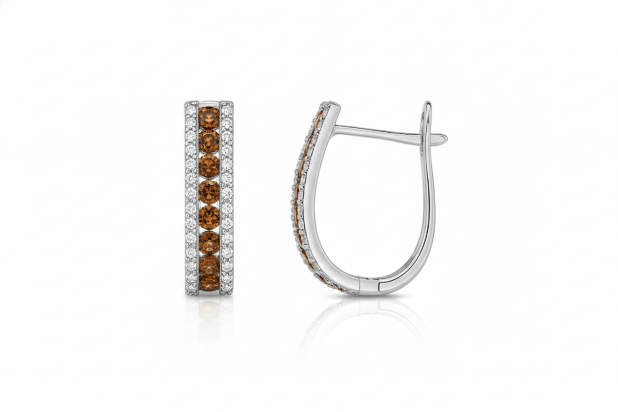 14k White Gold CZ Birthstone Leverback Earrings