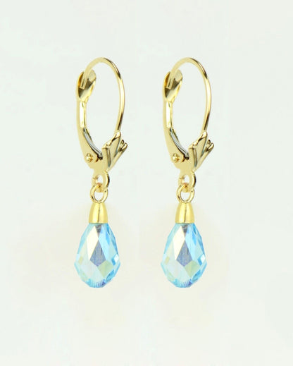 14k Yellow Gold Tear Drop Dangle leverback Earrings