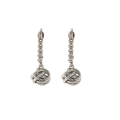 14k Yellow and White Gold Love Knot Leverback Earrings