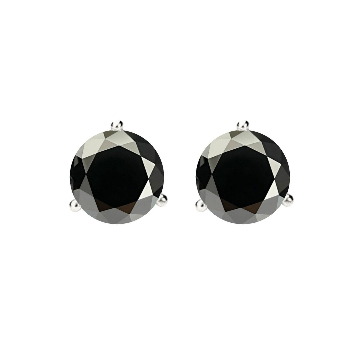 14K Gold GRA CertifiedD-VVS1 Black Moissanite Martini ScrewBack Stud Earrings