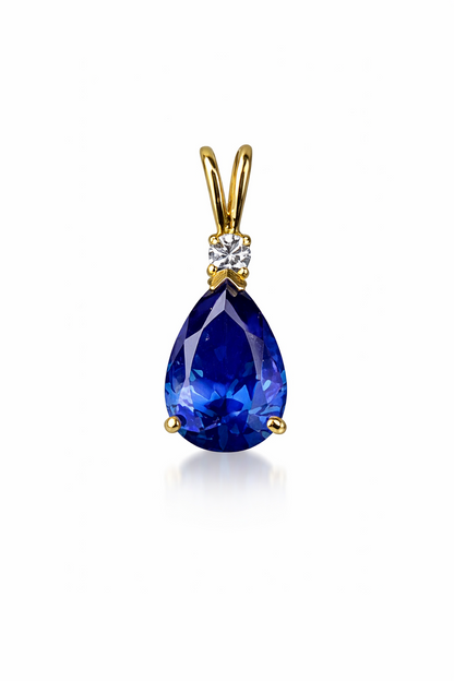 14k Yellow Gold Pear CZ Birthstone Pendant