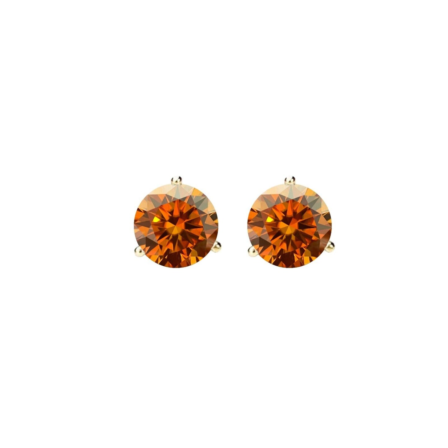 14K Gold GRA CertifiedD-VVS1 Orange Moissanite ScrewBack Stud Earrings