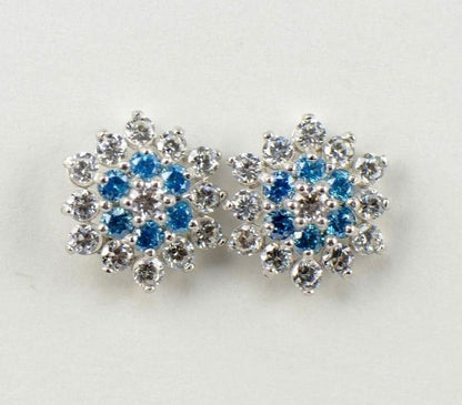 14k White Gold Flower Stud Earrings with screw back