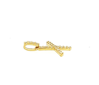 14k Yellow Gold Initial Letter CZ Pendant: Small