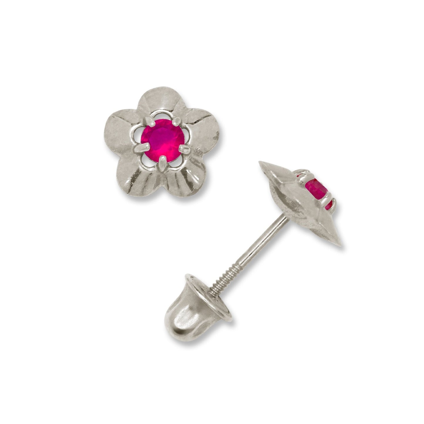 14K Yellow & White Gold Elegant CZ Flower Stud Earrings for  Girls