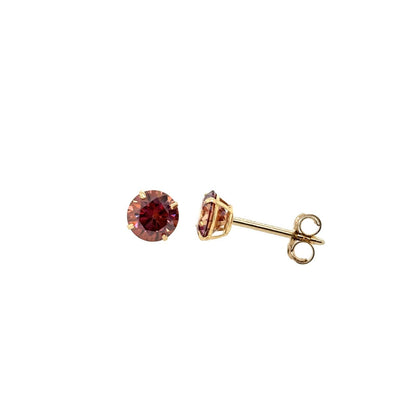 14K Gold GRA Certified D-VVS1 Watermelon Red Moissanite PushBack Studs Earrings