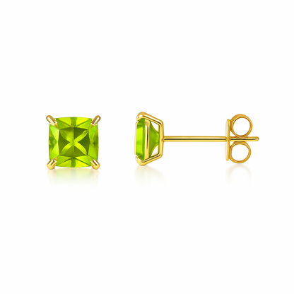 14k Yellow Gold Solid Square Princess Cut Birthstone 4MM CZ Stud Earrings
