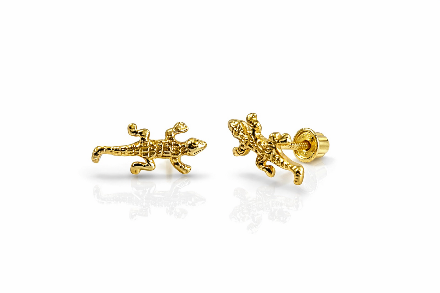 14k Yellow Gold Crocodile Stud Earring