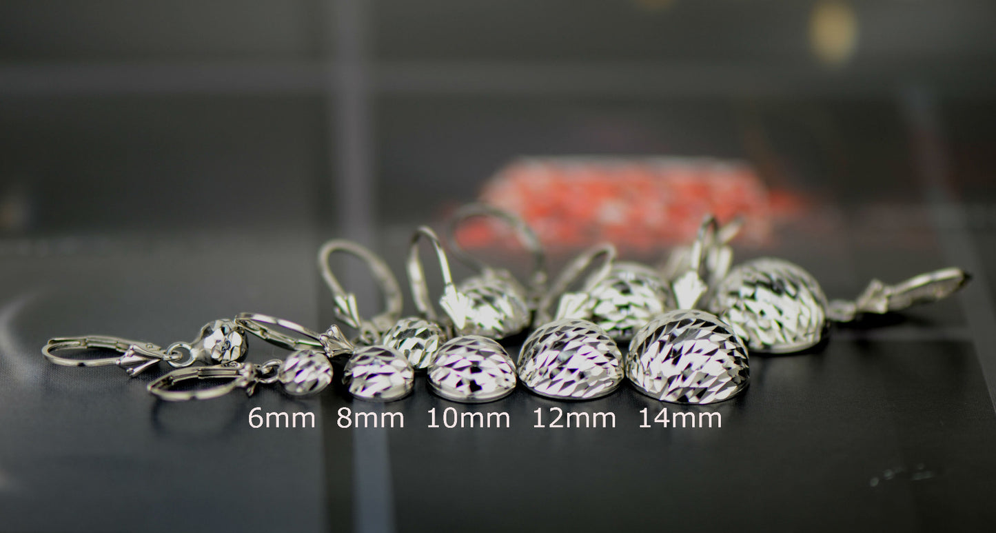925 Sterling Silver Half ball Rround Shaped Lverback stud Earrings for Women