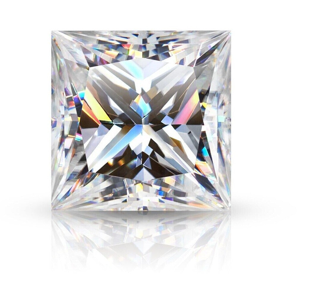 Loose Moissanite Princess Cut Real Gem Stone W. GRA Certificate All Sizes VVS1 D