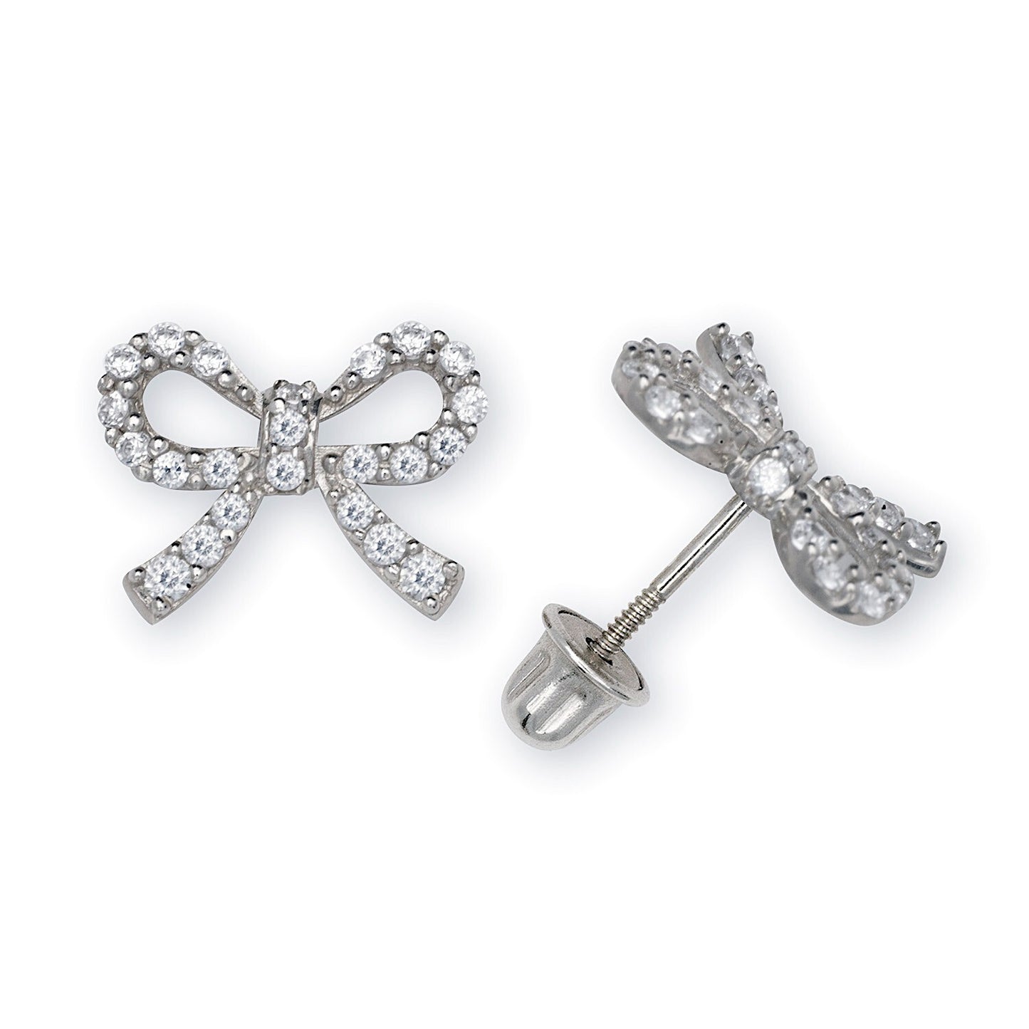 14K Yellow & White Gold Elegant Large Bow Studs Earrings for Women