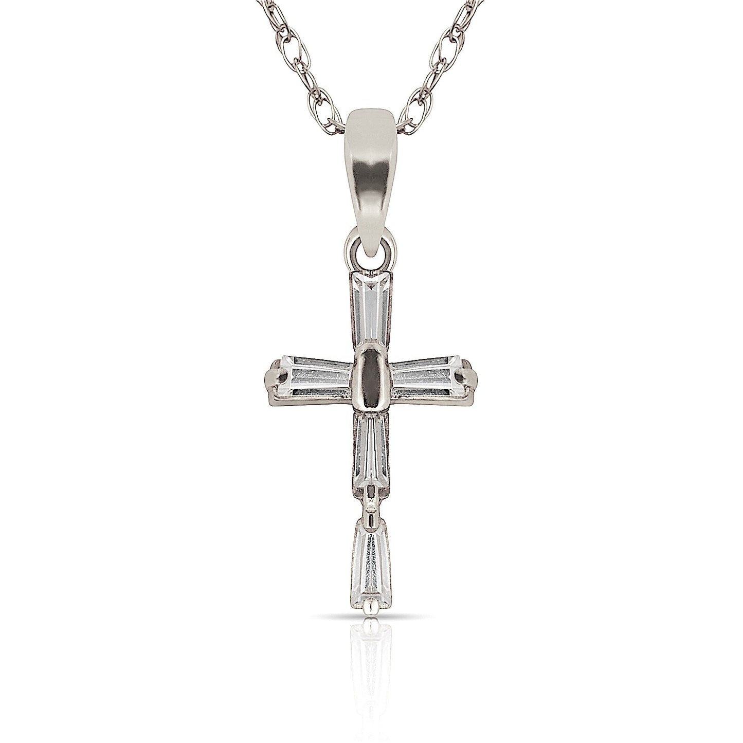 14K Yellow &  White Gold Cross Pendant for Women