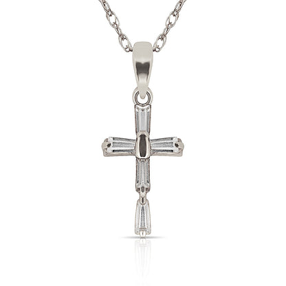 14K Yellow &  White Gold Cross Pendant for Women