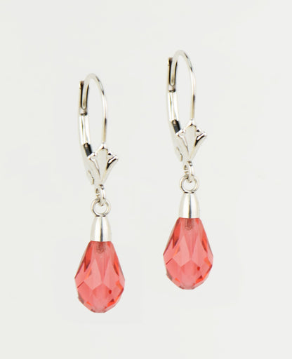 14k White Gold Tear Drop Dangle leverback Earrings