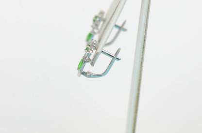 925Sterling Silver Dangling Birthstone Cubic ZirconiaCZ Leverback Flower Earring