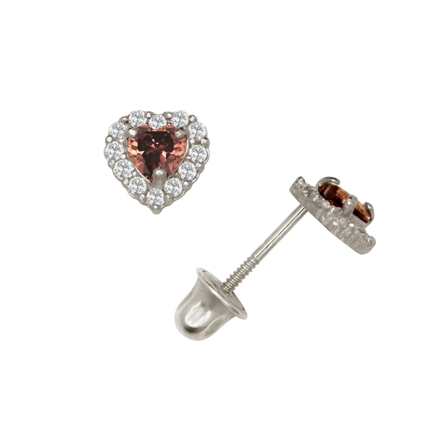 14K Yellow & White Gold Small Gorgeous CZ Heart Shaped Stud Earrings for Women
