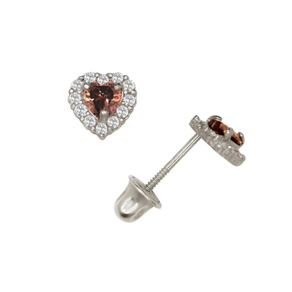14K Yellow & White Gold Small Gorgeous CZ Heart Shaped Stud Earrings for Women