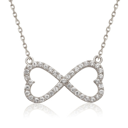 14K Yellow/White/Rose Gold CZ Infinity Pendant Necklace