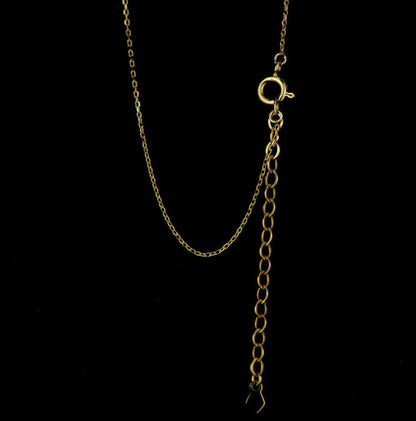 14K Yellow Gold CZ Circle Necklace Cable Chain